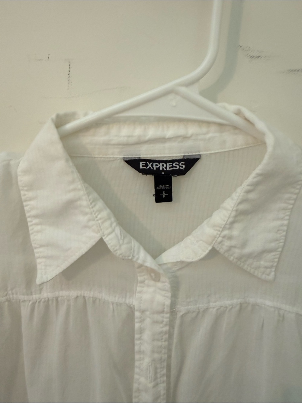 Express White Collared Button-Down Blouse